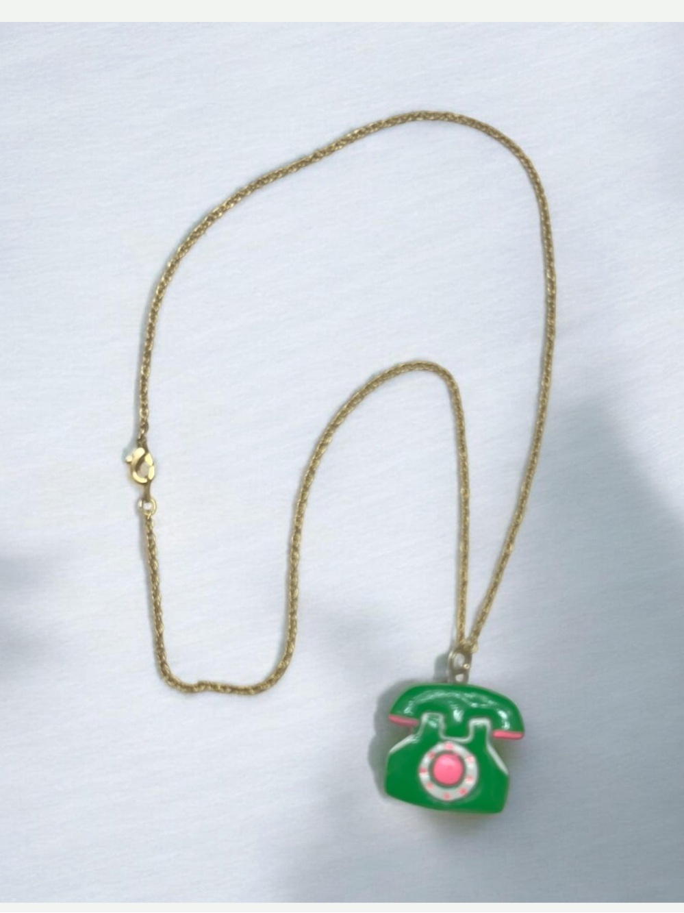 Vintage 1970’s Deadstock Europe Rotary Phone Lucite Pendant Necklace